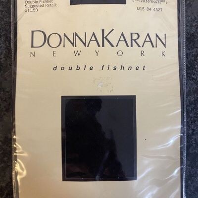 NEW NIP Donna Karan NY Souble Fishnet Tights In Midnight Navy S